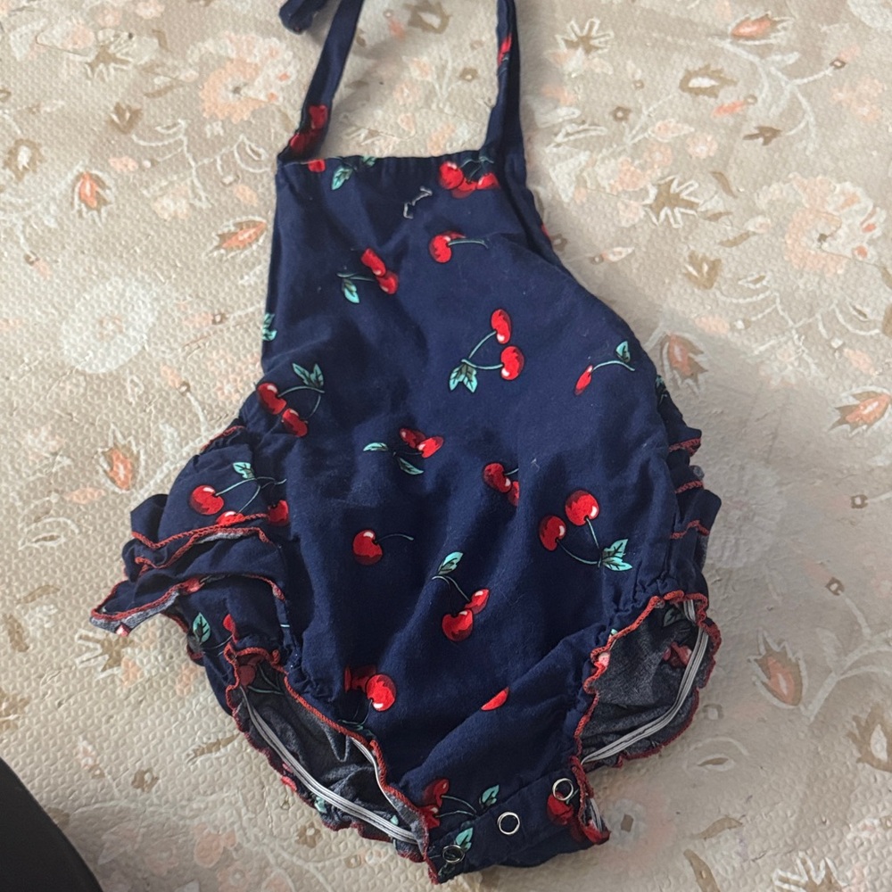 Boutique 9 Navy and Red Cherry Kids One Piece
